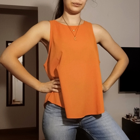 🆕️ MINKPINK Bright Orange 🍊 High Neck Tank Top - Picture 8 of 11